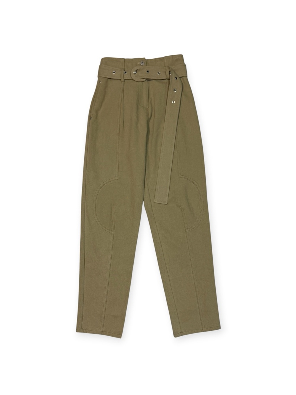 Low Classic olive green high-waisted belted barrel-leg pants
